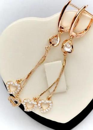 Сережки серця фірма xuping m&l (медичне золото)