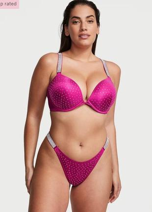 Купальник зі стразами, подвійним пуш ап та плавками стрінг victoria’s secret (вікторія сікрет), оригінал