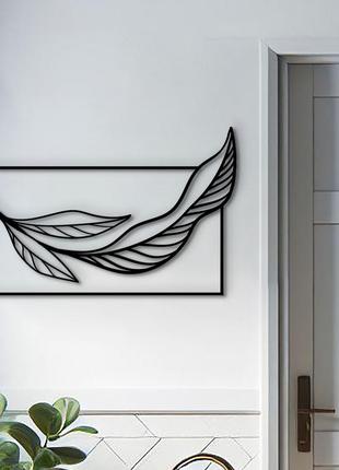 Декоративное панно из дерева, настенный декор для дома "листок минимализм", интерьерная картина 30x18 см