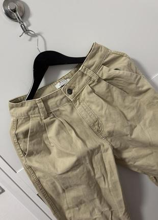 Штаны оверсайз кюлоты джинсы базовые mom широкие bershka женские бежевые песочные5 фото