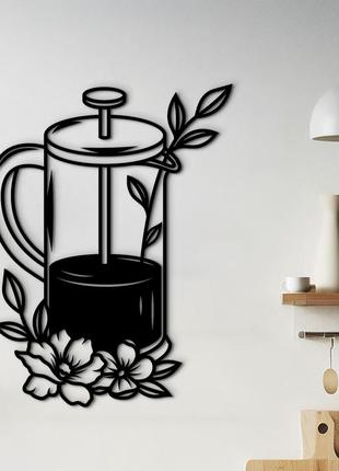 Современная картина на кухню, декоративное панно из дерева "заварщик", стиль минимализм 25x20 см1 фото