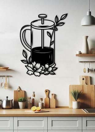 Современная картина на кухню, декоративное панно из дерева "заварщик", стиль минимализм 25x20 см2 фото