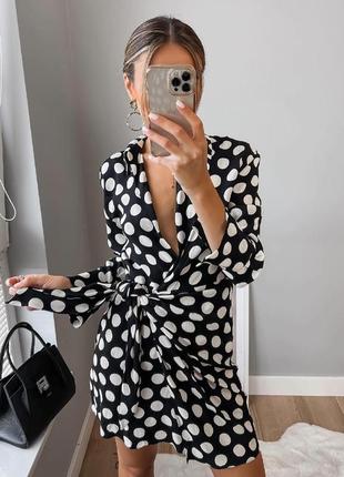 Шикарна коротка сукня  в горошок xs zara