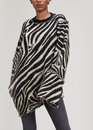 Alexa chung zebra mohair merino женский дизайнерский оверсайз свитер