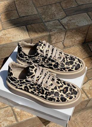 Кросівки кеди з натуральної італійської шкіри леопардові жіночі4 фото