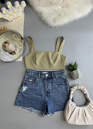 Топ оливковый, весна лето 2024 года актуальный, размер s