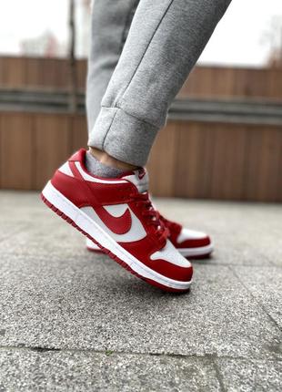 Мужские кроссовки nike sb dunk red &amp;white4 фото