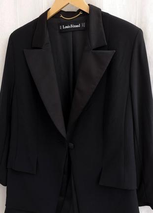 Чорний піджак з комбінованої тканини від louis feraud розмір xl10 фото
