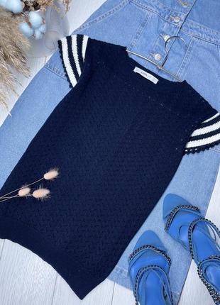 В’язаний ажурний топ zara m блуза з рукавами крильцями ажурна в’язана блуза зара