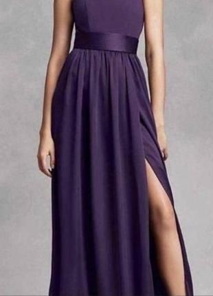 Изысканное фиолетовое вечернее платье с разрезом от vera wang / платье на выпускное / весельное платье2 фото