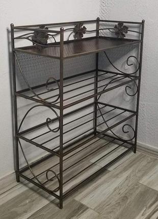 Кована поличка для взуття 4 полиці, металева поличка