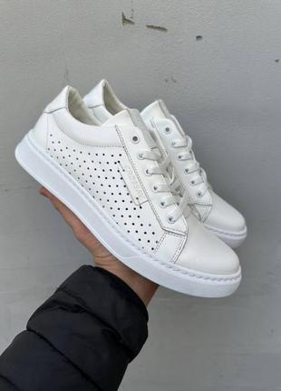 Чоловічі кеди шкіряні літні білі розмір 44 fv_003064