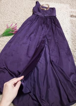 Изысканное фиолетовое вечернее платье с разрезом от vera wang / платье на выпускное / весельное платье6 фото