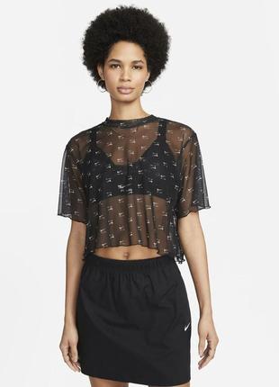 Футболка кроп топ оверсайз nike air printed mesh short sleeve crop top сетка новая оригинал