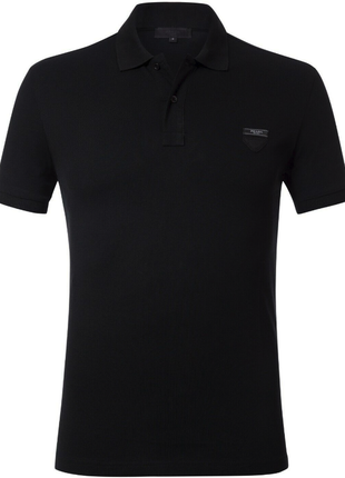 Мужская футболка поло тенниска чёрная в стиле prada xxl2 фото