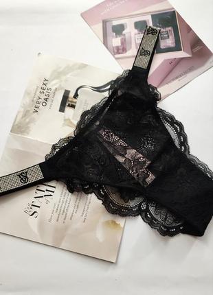 Ажурные трусики бикини со стразами victoria’s secret s m 36 38 40 xs