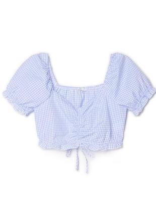 Голубая блуза кроп-топ