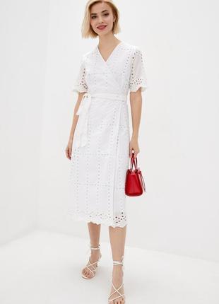 Шикарна дизайнерська сукня міді на запах з прошви від андре тана2 фото