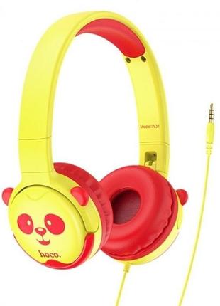 Наушники детские проводные панда hoco panda childrens w31 yellow red