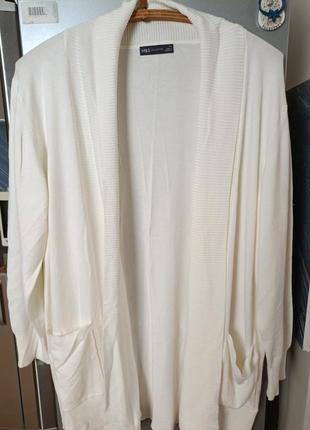 Кардіган, xl, 50/52/54, довжина 86, груди 130, колір пряжного молока, трикотаж дуже приємний на дотик