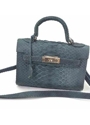 Жіноча сумка piton bags зі шкіри пітона 22х24х9 см зелена (dn32804)