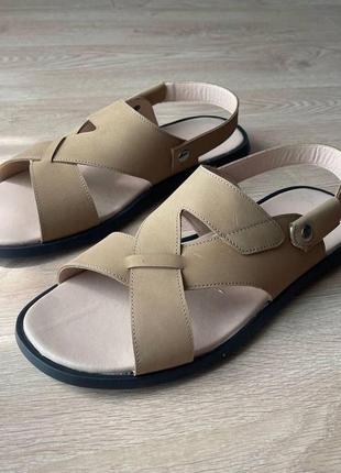 Пісочні сандалі босоніжки трансформери шльопанці нубук чоловіче взуття великих розмірів sandals nub bs