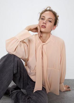 Неймовірна ніжна шифонова блуза з зав’язками zara(кол товара 1707)