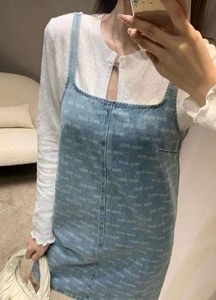 Сарафан джинсовый голубой на бретелях miu miu7 фото