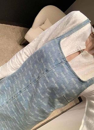 Сарафан джинсовый голубой на бретелях miu miu6 фото