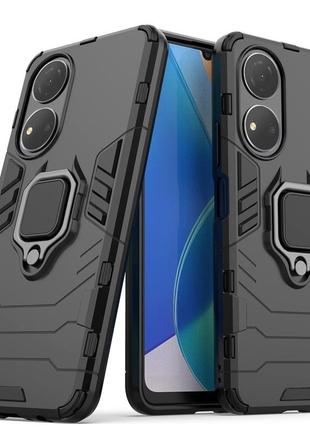 Чехол fiji ring для honor x7 бронированный бампер с кольцом подставкой черный