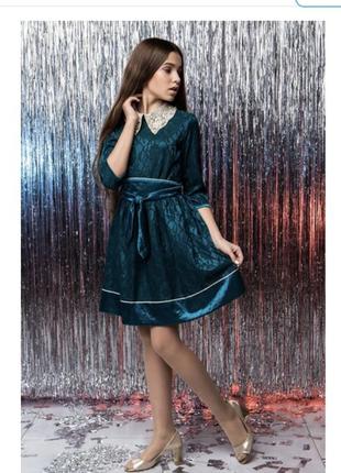 Платье гипюровое diва подростковое 146 зеленое