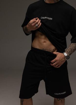 Костюм чоловічий літній чорний calvin klein стильний костюм оверсайз на літо базовий комплект для чоловіка