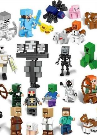 Набор из 29 фигурок майнкрафт minecraft с оружием и аксессуарами
