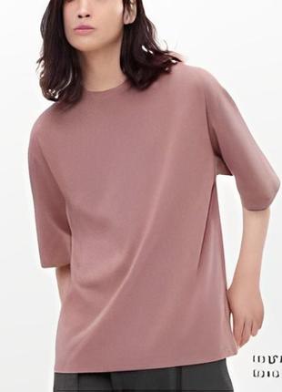 Шикарная хлопковая пудровая футболка оверсайз uniqlo оригинал 💜🌺💜