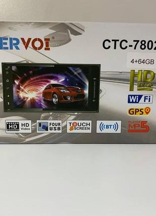 Автомагнітола pervoi ctc-7802 android, 7 екран 4+64gb wi-fi,gps,hd 1080p