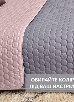 Покривало на велике ліжко 240х260 стьобане двостороннє, покривало євро стандарт якісне сірий2 фото