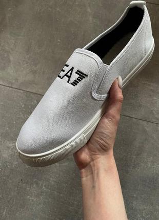 Розпродаж чоловічі літні мокасини лофери в стилі armani без шнурків люкс якості білі весна літо