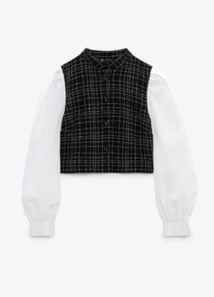 Твидовая блуза рубашка zara