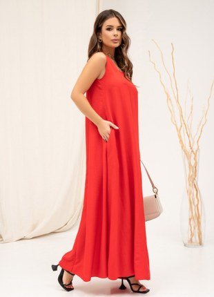 Діловий довгий вільний сарафан трапеція максі бавовна