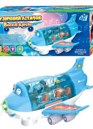 Музичний літачок “веселі крила” 93392 (60) "wtoys", озвучування українською мовою, підсвічування, колесо