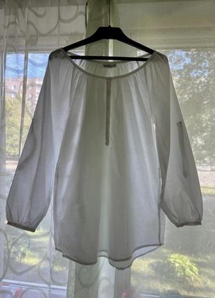 Котоновая пляжная белая рубашка туника накидка от солнца okay s (40-42