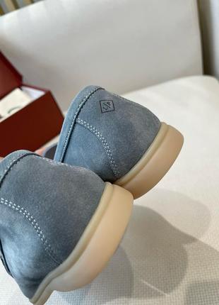 Мужские голубые замшевые лоферы loro piana summer walk лоро пиана туфли