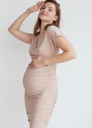 Платье для беременных, будущих мам трикотажное с люрексом2 фото