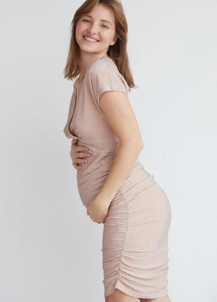 Платье для беременных, будущих мам трикотажное с люрексом4 фото