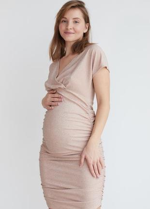 Платье для беременных, будущих мам трикотажное с люрексом3 фото