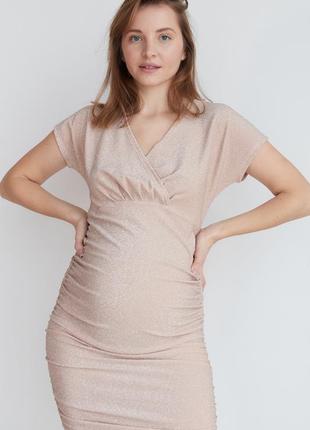 Платье для беременных, будущих мам трикотажное с люрексом5 фото