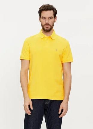 Шикарное хлопковое поло жёлтого цвета tommy hilfiger 40's two ply cotton POINT in vietnam