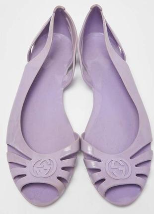 Красивые силиконовые балетки сиреневого цвета gucci purple rubber made in italy, 💯 оригинал