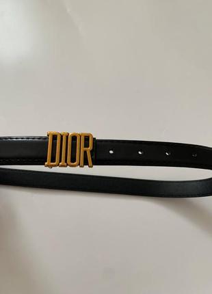 Шкіряний жіночий чорний ремінь в стилі dior