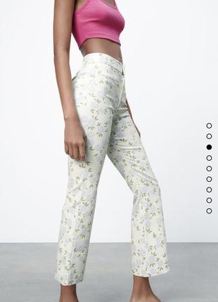 Цветочные бриджи, брюки, брюки в цветок zara
